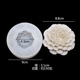8.5CM 3D Peony Flower Silicone Soap Mould Fondant Cake Mould Plaster Aromatherapy Handmade Resin Mould