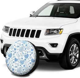 Spare Tire Cover Universal Portable Tires Cover Blue Heart Car Tire Cover Wheel Protector Weatherproof and Dust-Proof UV