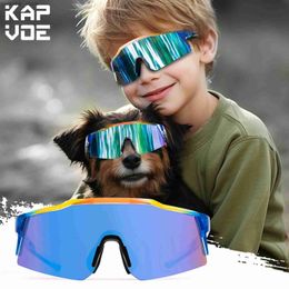 Outdoor Eyewear Kapvoe Child Sunglasses Cycling Glasses for Kids Bike UV400 Boys Girls Parent-child Outdoor Bicycle Sports Protection Eyewear Y240410