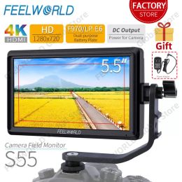 FEELWORLD S55 5.5 Inch DSLR Camera Field Monitor Focus Assist Small HD 1280x720 IPS with 4K HDMI 8.4V DC Out Tilt Arm