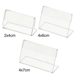 Clear Price Tag Clip Sign Card Holder Stands Poster Racks 10pcs Plastic Mini Label Racks Acrylic Card Display Holder