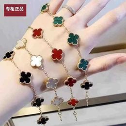 High Quality Luxury of Vancef Counter Clover Womens 18K Five Flower Rose Gold Agate Bracelet Valentines Gift With Logo
