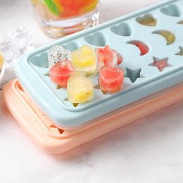 Ice Cube Tray with Lid Stars Moons Love Hearts Shape 24 Cavity Silicone Safe Durable Whiskey Ice Ball Maker Kitchen Tools