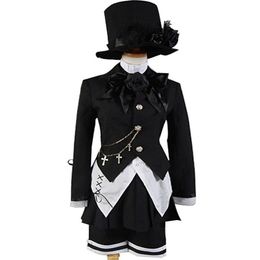 Black Butler Magician Ciel Phantomhive Band Cosplay Costume Set 7 PCS302e