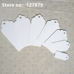 100pcs White Paperboard 7 sizes Packaging Hang Tags Wedding/Birthday Party Candy Boxes Price Tags for Flower/Cosmetics Labels