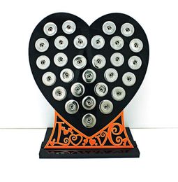 Brand New 18mm Snap Button Display Stands Fashion Black Acrylic Heart With Letter Interchangeable Jewelry Display Board2275951