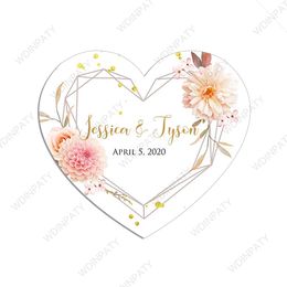 Love Heart Floral Stickers Customise Wedding Stickers Personalised Stickers Custom Valentine's Day Bridal Shower Decorations