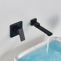 Gold/Matte Black Waterfall Basin Faucet Wall Mounted For Bathroom Faucets Bath Basin Sink Tap Bathtub Hot And Cold Water Mixer