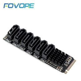 Cards ASM1166 Chip Support PCIE To SATA 6G 6 Port Hard Disc Expansion Adapter M.2 Key M Standard Computer Expansion Support Ahci Mode