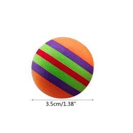 10 Pcs 3.5cm EVA Rainbow Cat Toy Balls Throwing Funny Interactive Play Chewing Rattle Scratch Toy Kitten Pet Supplies