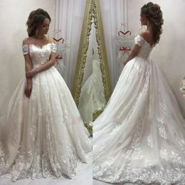 Lace Ball Gown Wedding Dresses Plus Size Off The Shoulder Beach Wedding Gowns Cheap Bridal Dress