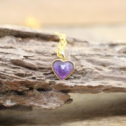 Healing Crystal Heart Pendants Necklaces Natural Gemstone Labradorite Apatite Quartz Amethysts Charm Women Jewelry,QC3304