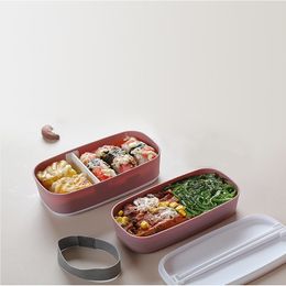 Plastic Double-layer Bento Box Sealed Leak-proof Food Storage Container Microwavable Portable Picnic School Office Lunchbox