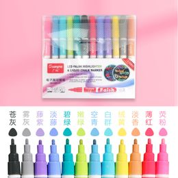 12pcs/lot Liquid Chalk Pens For Wall Sticker Kids Room Blackboard Erasable Non-dust Chalk Removable Marker Pen Kawaii Stationery