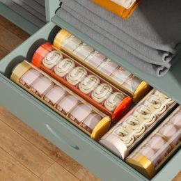 6 Grids Plastic Storage Box Underwear Storage Organiser Ties Socks Organiser With Lid Wardrobe Home Bedroom Organiser