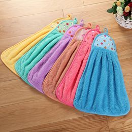 Soft Plush Hand Towel Thicken Super Absorbent Fleece Hanging Handkerchief Kitchen Cleaning Cloth Dishcloth Tool Item Accessories