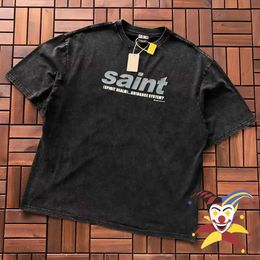 Men's T-Shirts Men Women Hip-Hop Oversized Saint Michael T Shirts Tee Top Vintage Washed Tee Top T-Shirt Inside Tags J240409