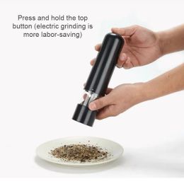 2pcs Electric Spice Mills Kicthen Pepper Grinder Automatic Salt and Pepper Shaker Kicthen Gadgets USB Charging With LED Light