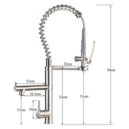 Bronze Black Kitchen Faucet Pull Down Kitchen Sink Tap Spring Pull Down Cold Hot Water Mixer Faucet 360 Rotating Handsfree Spout