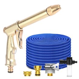 Garden Hose Alloy Nozzle Gun Expandable Magic Flexible Garden Water Hose Car Wash Hose High Pressure 16FT-150FT Garden Hose Reel