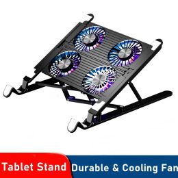 Stand Universal Portable Laptop Stand Mute Color Led Cooling Fan Foldable Desktop Adjustable Holder For 17 Inch iPad Tablet Macbook