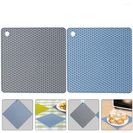 Table Mats 2 Pcs Silicone Honeycomb Mat Pot Holders Non-slip Along With Home Coasters Silica Gel Heat-resistant For Kitchen