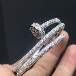 Card home high version nail bracelet women's Seiko thick plated 18k rose gold full drill head tail set diamond bracelet jewelry