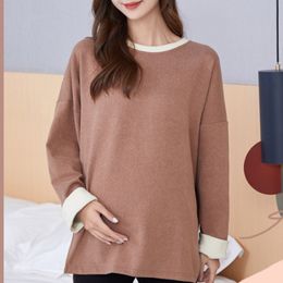 Women Maternity Clothes Fall and Winter Long Sleeve Soild Nursing Top Maternity Shirts Summer Pregnancy Nursing Tee Clothes