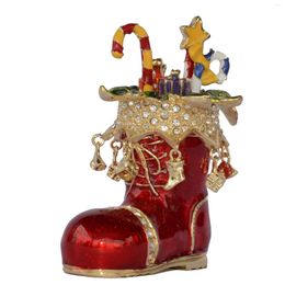 Bottles Santa's Boot And Presents Trinket Box Christmas Stocking Enamelled Jewelry Holder Xmas Shoes Gifts