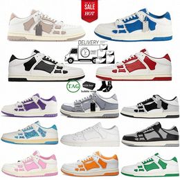 Designer shoes mens Sneake Skel Top Low Casual Shoes Genuine Leather Sneakers triple white lime Black grey green orange lilac purple rose pink womens r1tn#