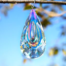 H&D 120mm Hanging Crystal Prism Suncatcher Window Garden Decorations AB Coloured Chandelier Drop Parts Rainbow Maker DIY Pendant