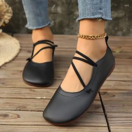 Casual Shoes Women's Wear Resistant Non-slip Summer 2024 Flat With Solid Colour Comfortable Women Mary Jane