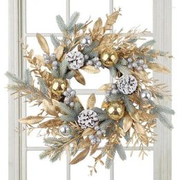 Decorative Flowers Artificial Christmas Wreath Garland For Front Door Hanging Wall Indoors Outdoors Ornament Decoration Accessories