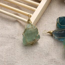 1 PCS 2.5-3cm Natural Blue Fluorite Quartz Crystal Pendant Necklace Stone Healing Gemstone Jewellery Making Accessories