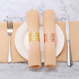 12pcs Hollow Pattern Napkin Ring S-thread Metal Table Towel Holder Decor Buckle Rose Gold Dinner Party Wedding Servilletero