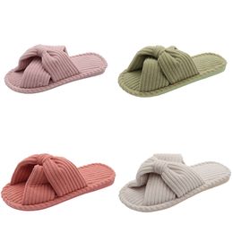 Designer household cotton slippers slides women sandals pink yellow green white womens bowknot scuffs GAI