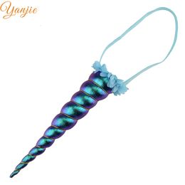 1PC Large Unicorn Headband Metallic Cosplay Festival Horse Horn Headband Trendy Girls Hair Accessories For Kids Headwear