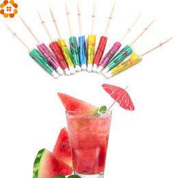 50PCS Creative Paper Umbrella Cake Topper Picks Cocktail Parasols Drinks Picks Party Favors Birthday/Wedding Party Decoration