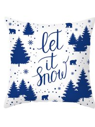 Blue Christmas Pillowcase Nordic Simple Peach Skin Printing Elk Sofa home pillow covers decorative