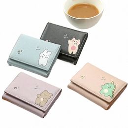 women Short Cute Small Wallets Student Triple Fold Card Holder Girl ID Bag Card Holder Coin Purse Ladies Wallets Carto Bags e3rv#