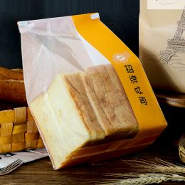 30PCS 33x16x10CM Kraft Paper Bag With Window Baking Packaging Cookies Food Toast Bread Bags Package For Bakery Bake House