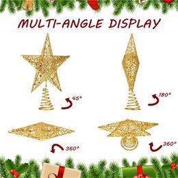 25Cm Exquisite Shimmery Christmas Tree Topper Star Tree Topper Gold Xmas Tree Ornament for Xmas New Year Party Treetop Decor