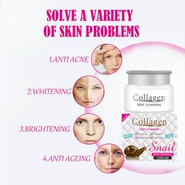 Snail Collagen Moisturizing Face Cream Increase Elasticity Anti Aging Fade Spots Whiten Cream Anti Wrinkle Skin Care Day Cream