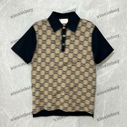 xinxinbuy Men designer Tee t shirt 2024 Italy Double letter jacquard Fabric short sleeve cotton women Grey black white yellow S-2XL