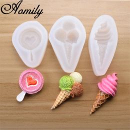 Aomily Silicone Cake Mould DIY Ice Cream Lollipop Shaped Fondant Mould Sugar Craft Chocolate Moulds Pastry Tool Bakery Accessories