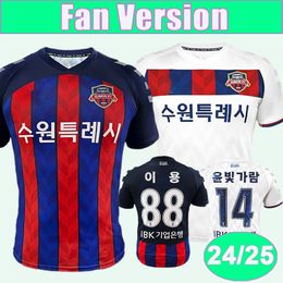 24 25 Korea League Suwon FC Mens Soccer Jerseys Home Bule Away White Football Shirt Short Sleeve Adult Uniforms