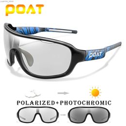 Outdoor Eyewear POAT BRAND Polarized Photochromic Men Women Eyewear Sports Outdoor Road Cycling Fishing Sunglasses Male Bike Glasses Y240410