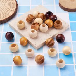 1Set 19mm 20mm Large Hole Wooden Spacer Beads Natural Rondelle Round Wood Beads for Bracelet DIY Jewellery Making Hole: 9-10mm