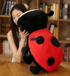 Dorimytrader 60cm Big Lovely Anime Ladybird Plush Doll Soft Black and Red Worm Pillow Doll Animal Toy Present Gift for Babies DY618249327
