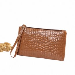 crocodile Wallet for Women Coin Purse New Fi Small Wrist Bag High-quality PU Coin Wallet Zipper Closure Solid candy colors I830#